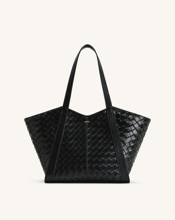 Kiana Borsa Tote a Grande Capacità con Texture Intrecciata - Nera