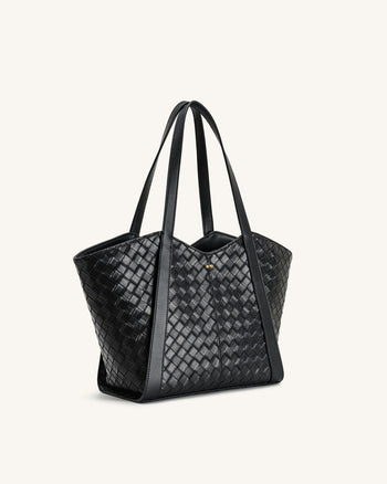 Kiana Borsa Tote a Grande Capacità con Texture Intrecciata - Nera