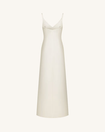 Abito a sottoveste in raso con motivo Iris - Bianco