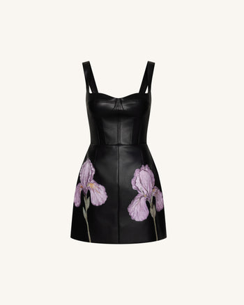 Abito a corsetto in con stampa floreale Iris - Nero