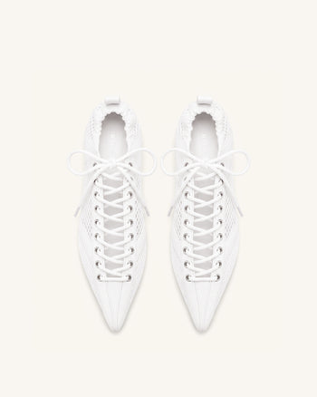 Ava Ballerine in mesh stringate - Bianco