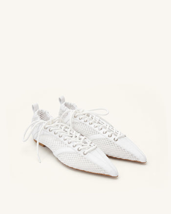 Ava Ballerine in mesh stringate - Bianco