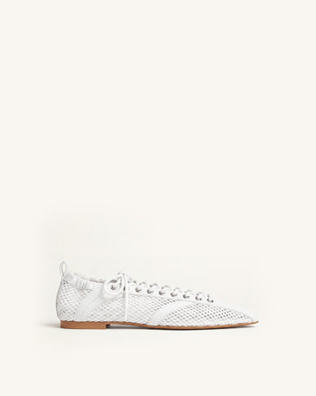 Ava Ballerine in mesh stringate - Bianco