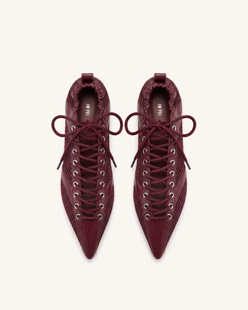 Ava Ballerine in mesh stringate - Bordeaux