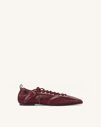 Ava Ballerine in mesh stringate - Bordeaux
