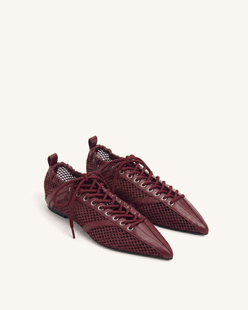 Ava Ballerine in mesh stringate - Bordeaux