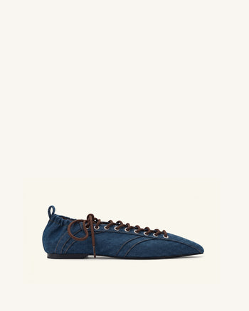 Ava Ballerine stringate - Blu denim