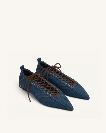 Ava Ballerine stringate - Blu denim