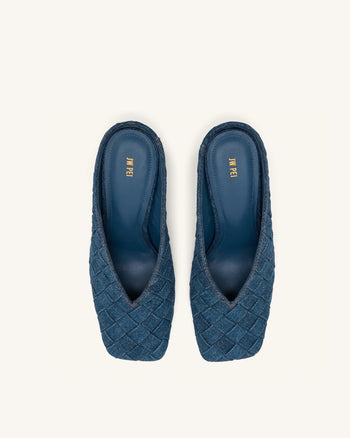 Ellie Sabot con tacco a punta quadrata intrecciati - Blu denim