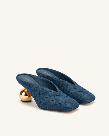 Ellie Sabot con tacco a punta quadrata intrecciati - Blu denim