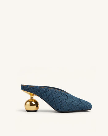 Ellie Sabot con tacco a punta quadrata intrecciati - Blu denim