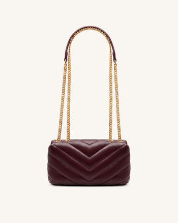 Riley Borsa a spalla con patta trapuntata Dachshund - Borgogna intenso