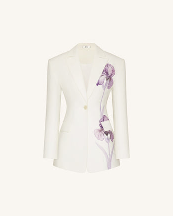 Blazer a clessidra con ricamo Iris - Bianco