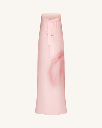 Abito maxi senza spalline con stampa floreale ad acquerello - Rosa