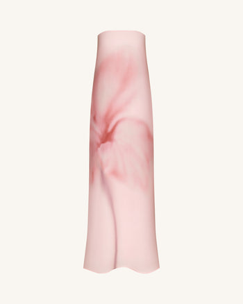 Abito maxi senza spalline con stampa floreale ad acquerello - Rosa