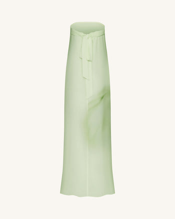 Abito maxi senza spalline con stampa floreale ad acquerello - Verde
