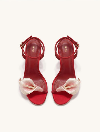 Alivia Sandali con tacco in metallo dorato Calla Lily - Rosso