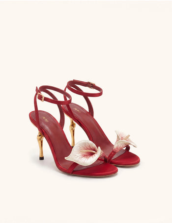 Alivia Sandali con tacco in metallo dorato Calla Lily - Rosso