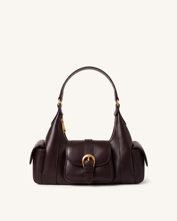 Estelle Borsa a spalla con tasca - Marrone scuro
