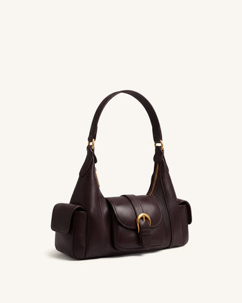 Estelle Borsa a spalla con tasca - Marrone scuro