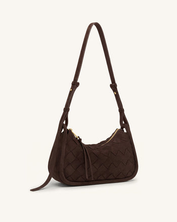 Borsa hobo Zirelle in finta pelle scamosciata intrecciata - Marrone