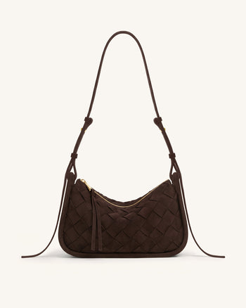 Borsa hobo Zirelle in finta pelle scamosciata intrecciata - Marrone