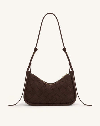 Borsa hobo Zirelle in finta pelle scamosciata intrecciata - Marrone