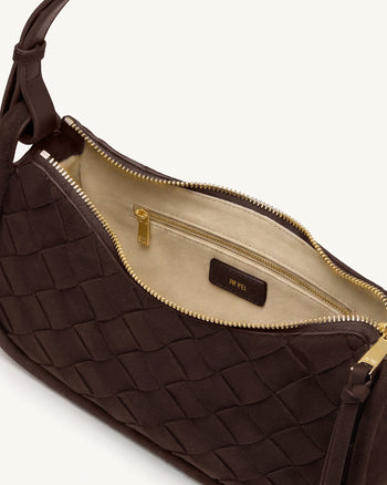 Borsa hobo Zirelle in finta pelle scamosciata intrecciata - Marrone
