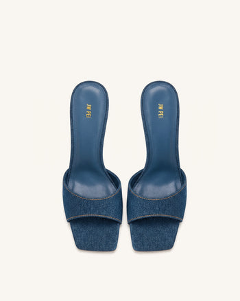 Sabot con tacco in denim Hannah - Blu denim