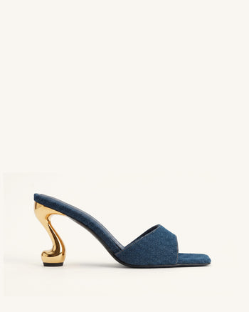 Sabot con tacco in denim Hannah - Blu denim
