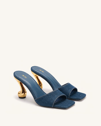Sabot con tacco in denim Hannah - Blu denim