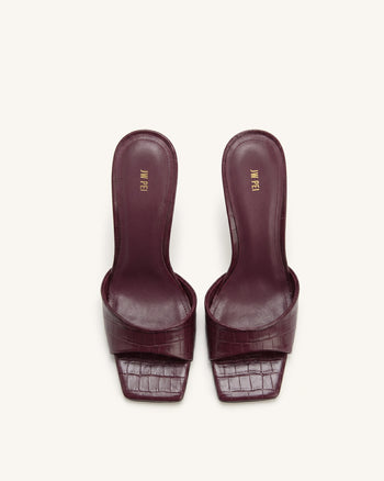 Sabot con tacco effetto coccodrillo Hannah - Borgogna
