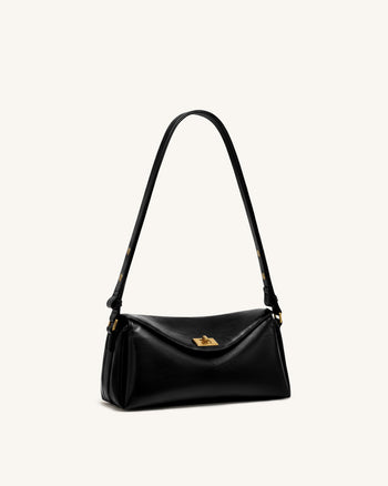 Lucia Borsa a spalla con patta asimmetrica - Nero