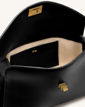 Lucia Borsa a spalla con patta asimmetrica - Nero