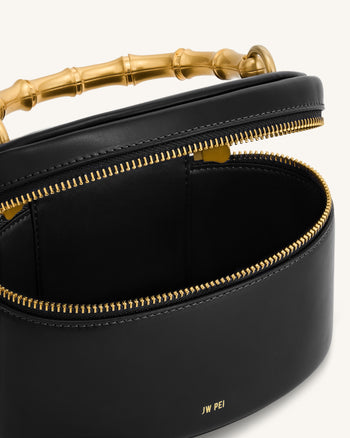 Natalie Borsa con manico geometrico in metallo e pendente - Nero