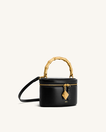 Natalie Borsa con manico geometrico in metallo e pendente - Nero