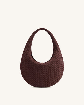 Nola Bolso de Hombro Hobo Tejido de Ante Sintético - Moka Oscuro