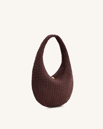 Nola Bolso de Hombro Hobo Tejido de Ante Sintético - Moka Oscuro