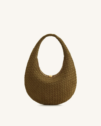 Nola Bolso de Hombro Hobo Tejido de Ante Sintético - Verde Oliva