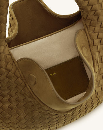 Nola Bolso de Hombro Hobo Tejido de Ante Sintético - Verde Oliva