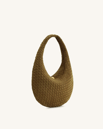 Nola Bolso de Hombro Hobo Tejido de Ante Sintético - Verde Oliva