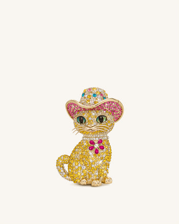Pochette Glamour a Forma di Gatto - Oro Multicolore