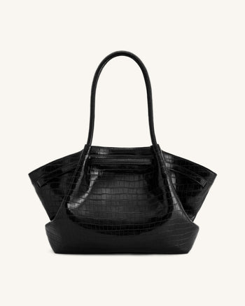 Hana Borsa tote grande - Coccodrillo nero