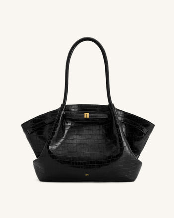 Hana Borsa tote grande - Coccodrillo nero