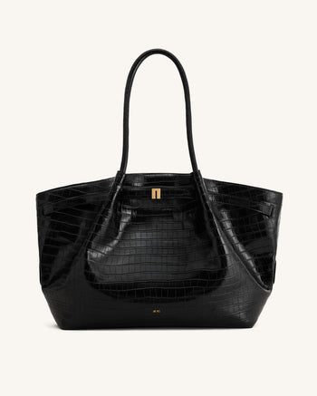 Hana Borsa tote grande - Coccodrillo nero