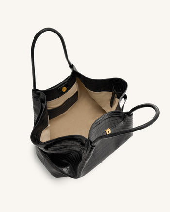 Hana Borsa tote grande - Coccodrillo nero