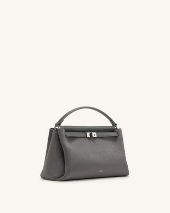 Carmen Borsa a mano in similpelle scamosciata - Grigio scuro