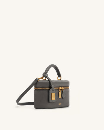 Cleo Borsa a mano a scatola in similcamoscio - Grigio scuro