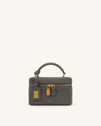 Cleo Borsa a mano a scatola in similcamoscio - Grigio scuro