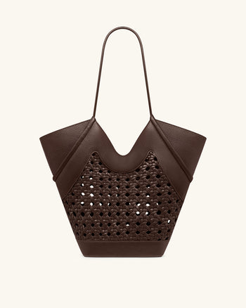 Maribel Borsa tote con pannelli intrecciati - Marrone scuro